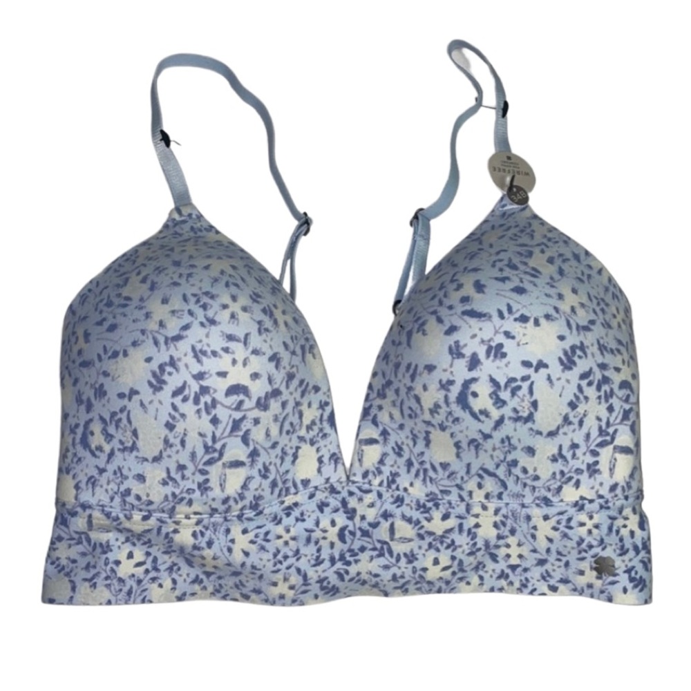 NWT Lucky Brand Floral Wireless Bra - White & Blue - Size 34B